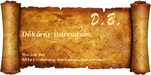 Dékány Barnabás névjegykártya